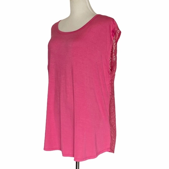 Extra Touch Tops - EXTRA TOUCH Sleeveless Top Crochet Lace Back 2X